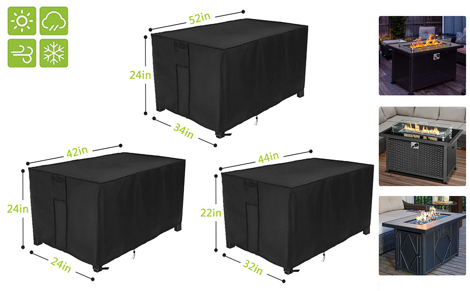 Rilime Fire Pit Cover Rectangular,Waterproof Fire Table