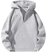 QJQ Men's Quarter Zip Up Hoodie Long Sleeve Drop Shoulder Fleece Sweatshirt Casual Pullover Hoodi...
