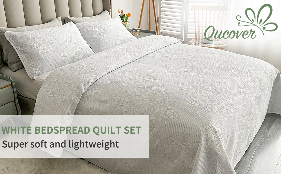 Qucover white bedspread set