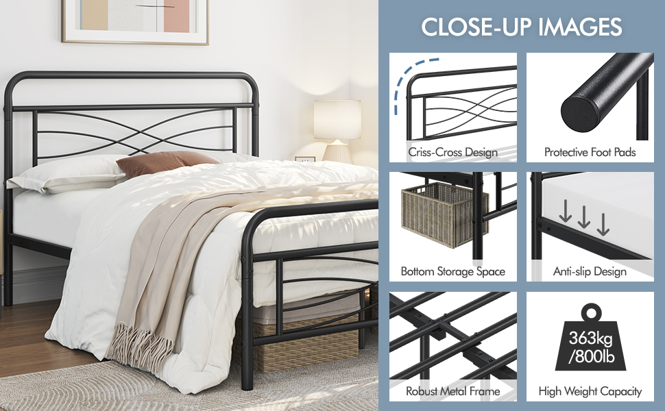 Yaheetech Full Bed Frames Metal Platform Bed Mattress