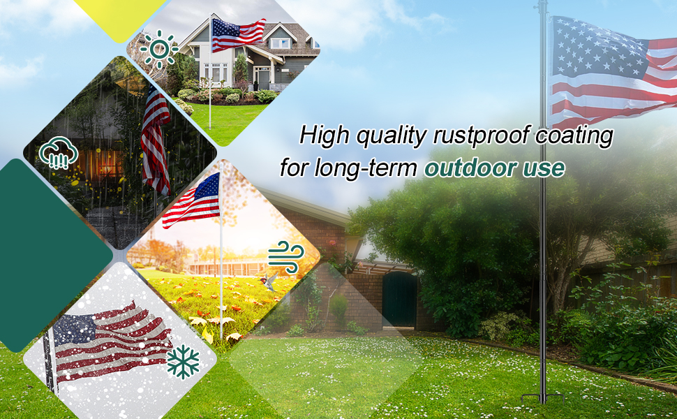 Yard Flag Pole for Outside House in Ground 8.5 ft Tangle