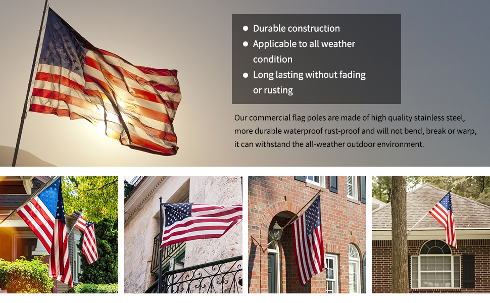 Quarut House Flag Pole Kit,Including 6Ft Stainless Steel