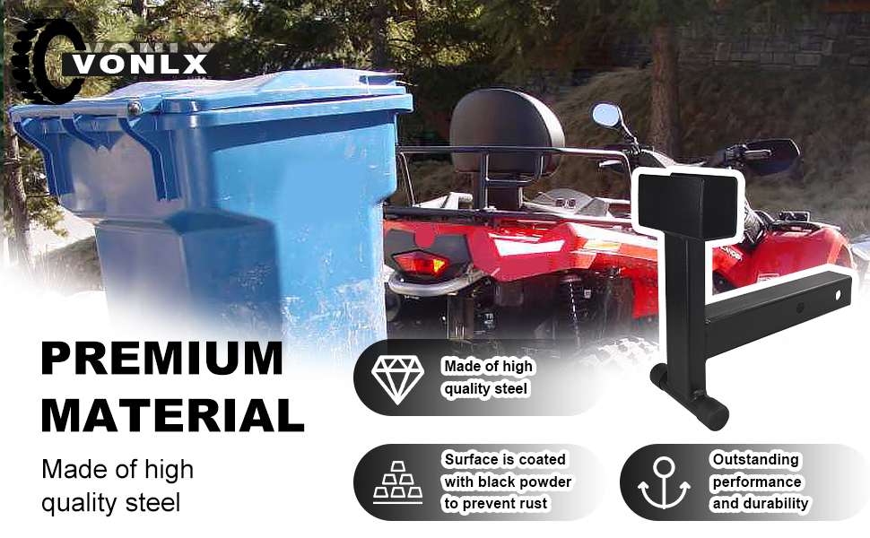 VONLX Trash Can Hauler Grabber with 2 inch Hitch Reciever