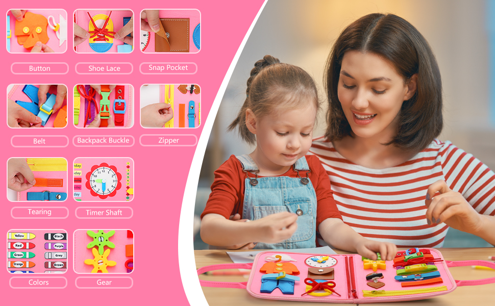 ZESKUU Busy Board, Toddler Busy Board for Toddlers Preshool Educational