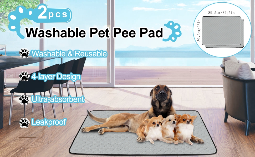 Washable Pee Pads for Dogs, Pee Pads Waterproof Potty