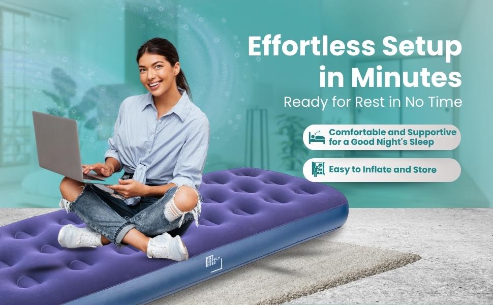 Supply Cube Single Airbed Blow Up Bed Air Bed Air Mattress Single