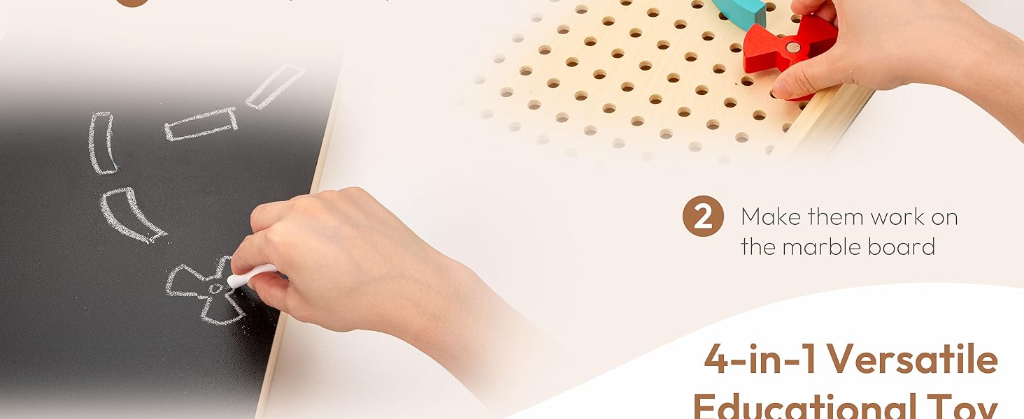 Woodtoe 4in1 Wooden Marble Run 99 PCS Marble Maze Board