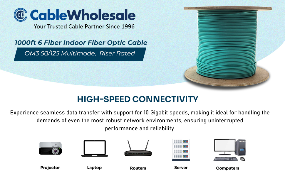 ネット１m×10m Amazon.com: 1000ft Aqua Indoor Fiber Optic Cable Spool - 6
