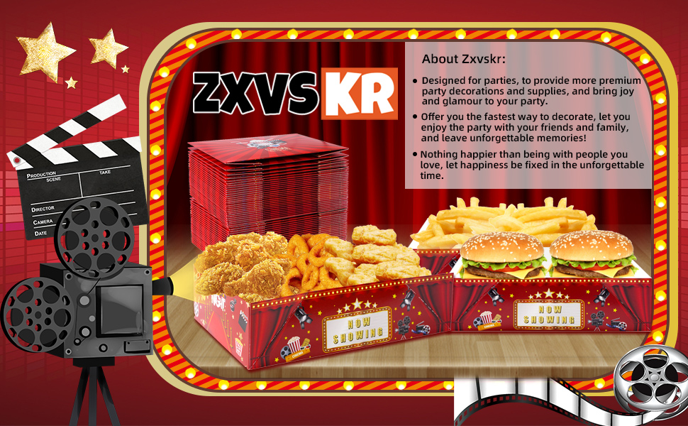 Zxvskr 30 Pieces Movie Night Snack Trays, Disposable Movie Night Party Supplies