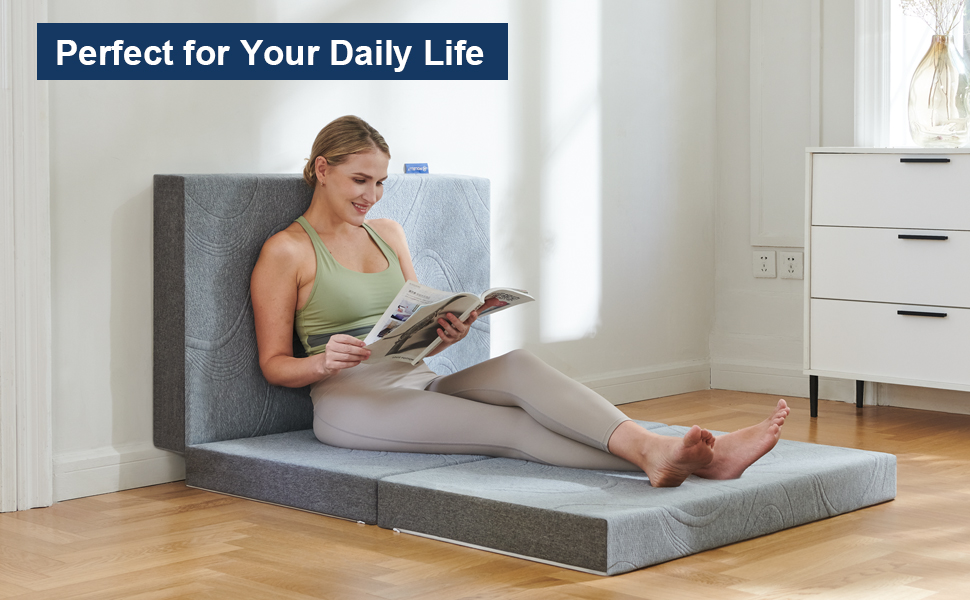 Molblly Folding Mattress,4 Inch Trifold Memory Foam Mattress with