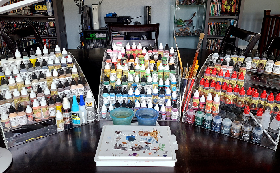 paint racks hold collection