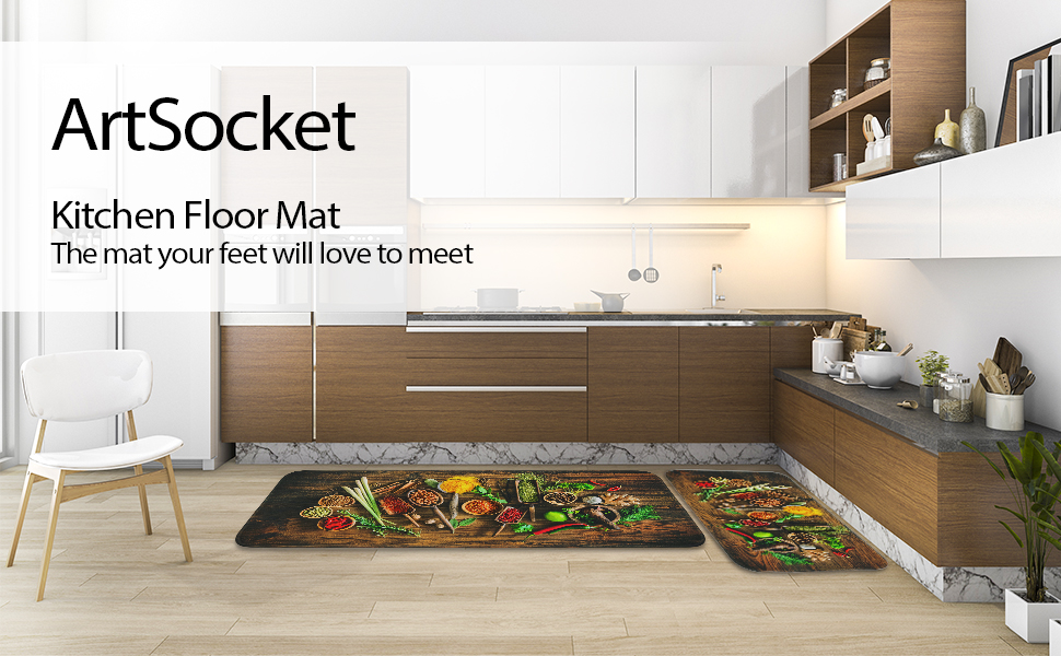 Tayney Colourful Herbs Kitchen Rugs and Mats Non Skid