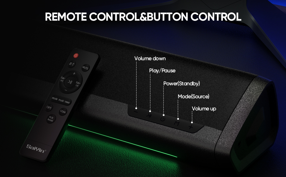 Saiyin Sound Bars for TV, with Bluetooth,Optical, AUX