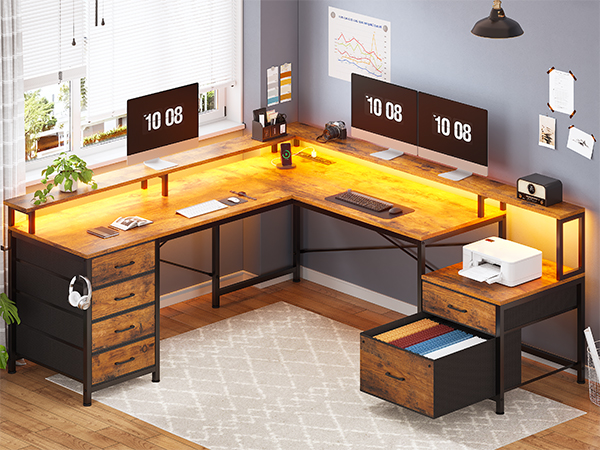 Mayitaです。デスク Amazon.com: SEDETA L Shaped Desk with 6 Drawer, 108