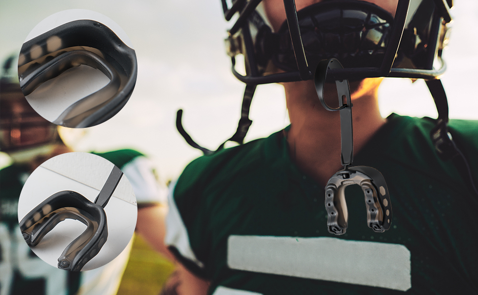 2 Pcs Football Mouth Guard with Strap, Soft Football