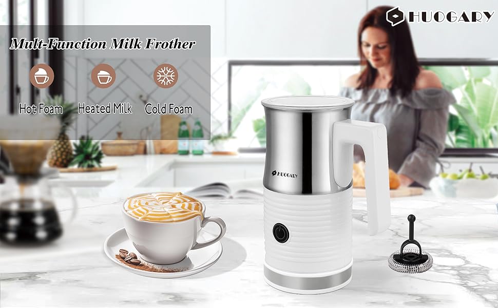 Huogary Automatic Milk Frother and Steamer, Hot and Cold