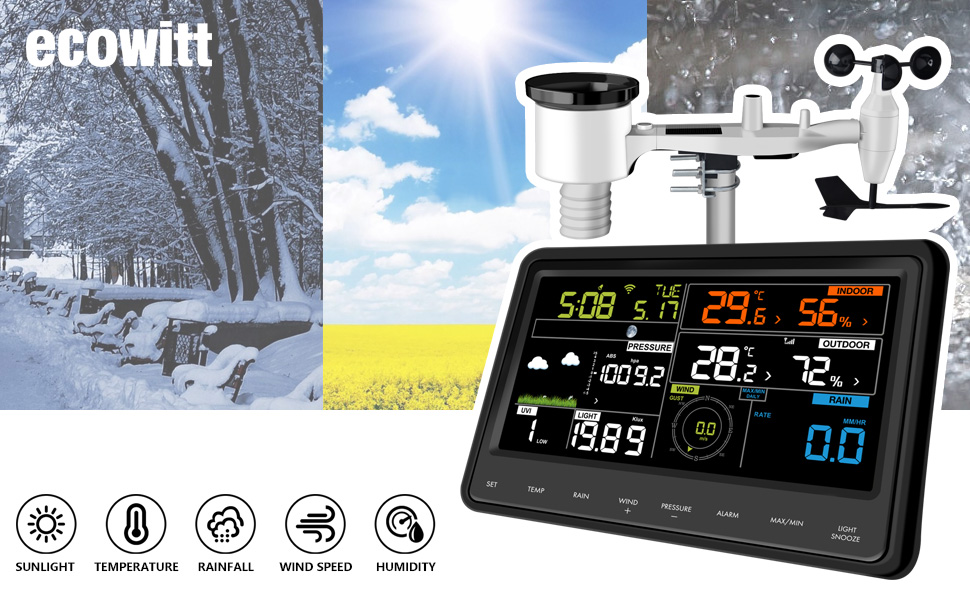 ECOWITT WS2910 WiFi Weather Station Color Display with Wireless