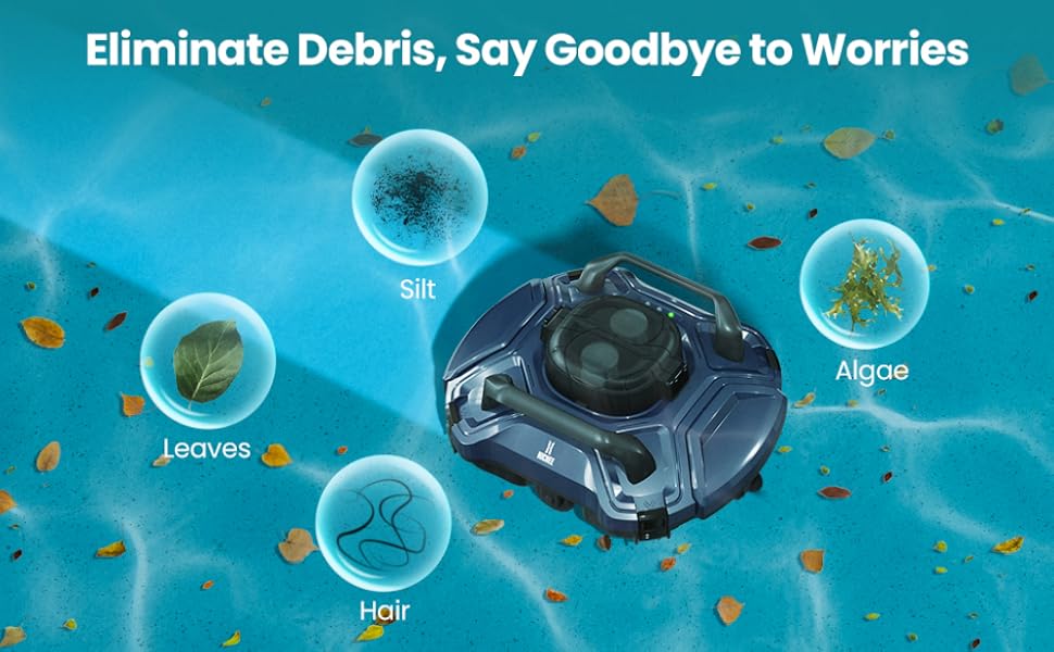 Cordless Robotic Pool Vacuum Cleaner DualMotor Automatic