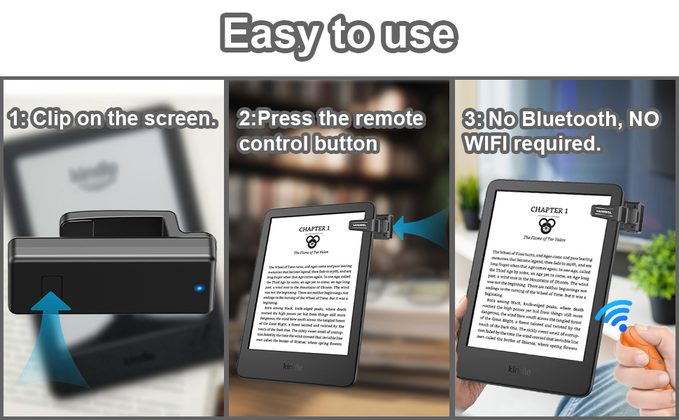 Vanwirel RF Remote Control Page Turner Compatible with Kindle