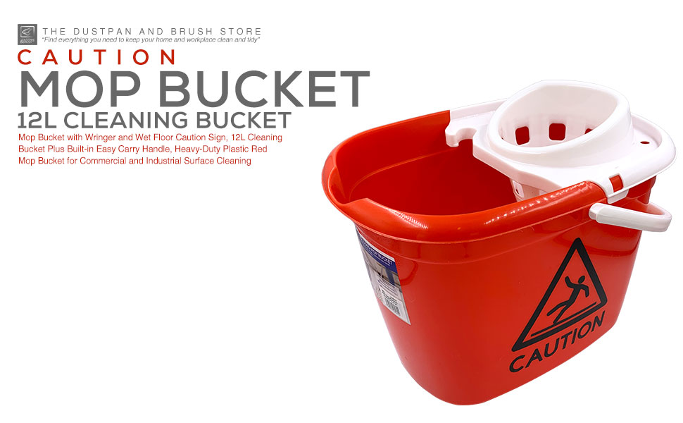 Mop Bucket with Wringer and Wet Floor Caution Sign, 12L Cleaning Bucket
