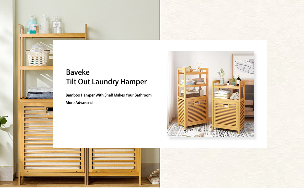 Baveke Laundry Hamper with 2Tier Shelves and Tilt Out
