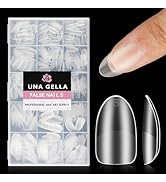 UNA GELLA Short Oval Round Nail Tips, 504Pcs Short Nail Tips Oval Shape, 15 Sizes Gel X Nail Tips...