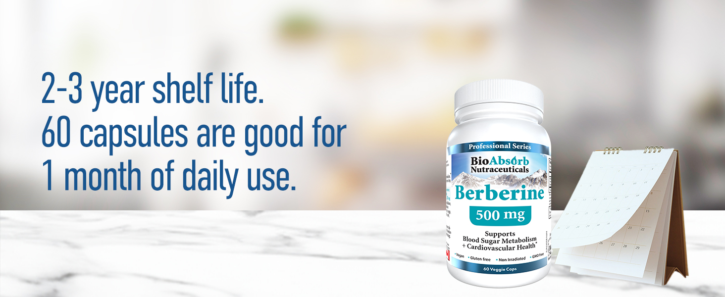 Bio Absorb berberine 2-3 year shelf life