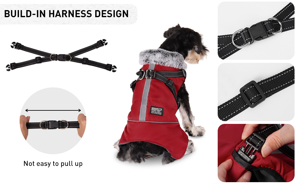 Dociote Dog Coats Waterproof with Harness Removable, Dog Winter Coat