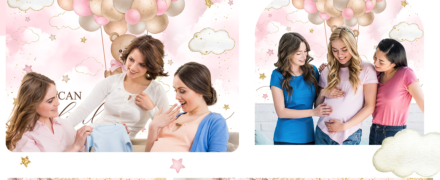 Girl Bear Baby Shower Backdrop