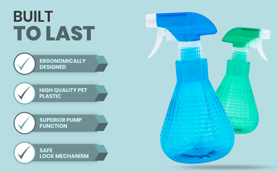 Bottlincs Spray Bottles for Cleaning 500ml 2 Pcs Sturdy Empty Spray