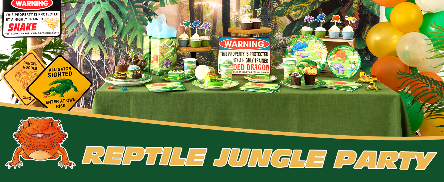 Reptile Party Plates and Napkins 48 PCS Reptile Birthday