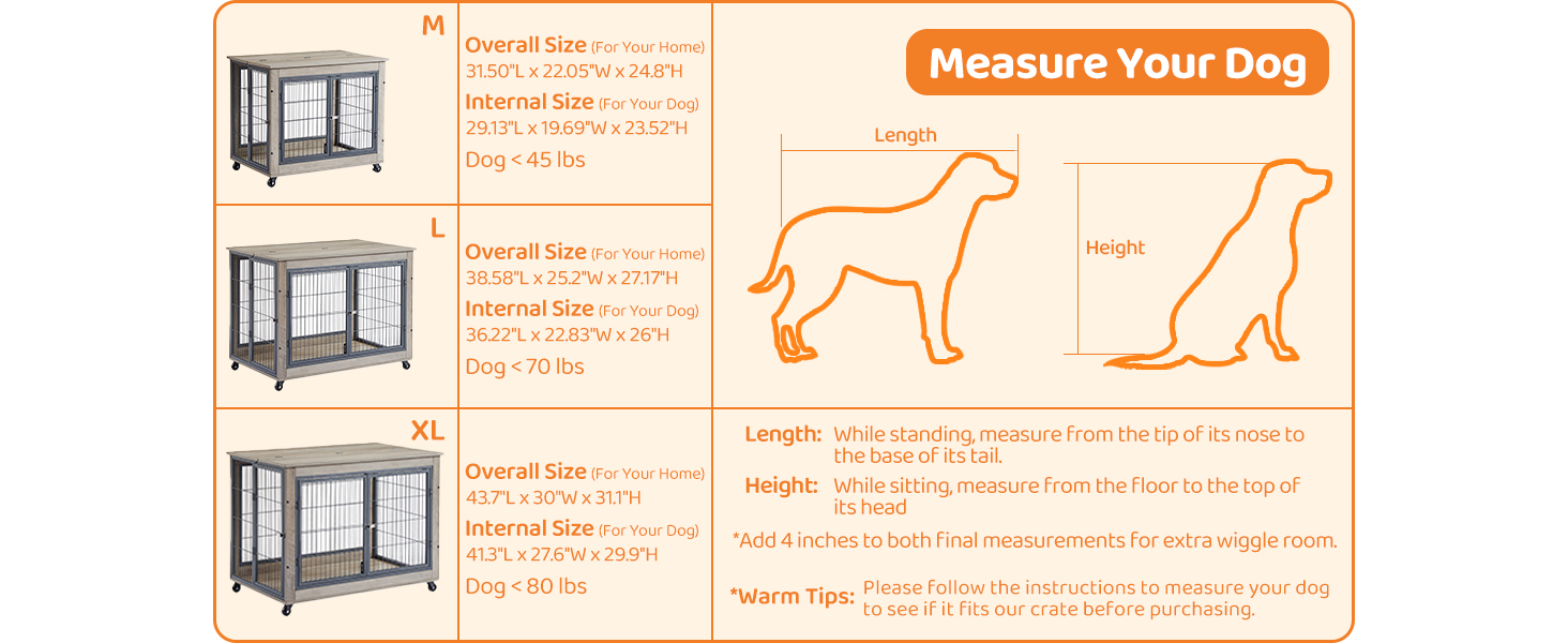 IchbinGo Dog Crate Furniture, Wooden Dog Crate Table, 43.7