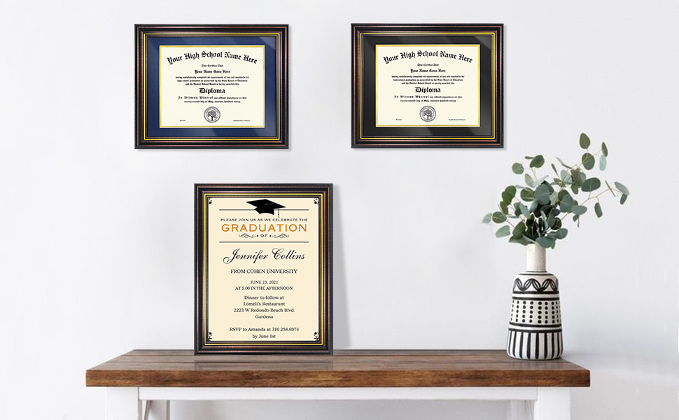 Diploma Certificate Frame 8.5x11 with Mat, Certificate Frame11x14 Picture Frame for Documents