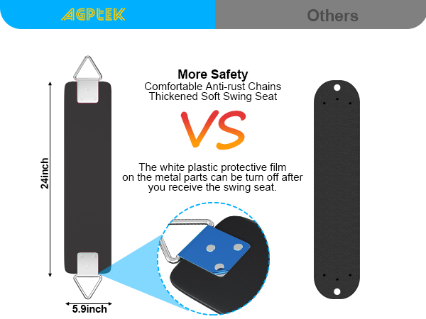 Swing Seat with 66 Inch Anti-Rust Chains Thermoplastic Coated,