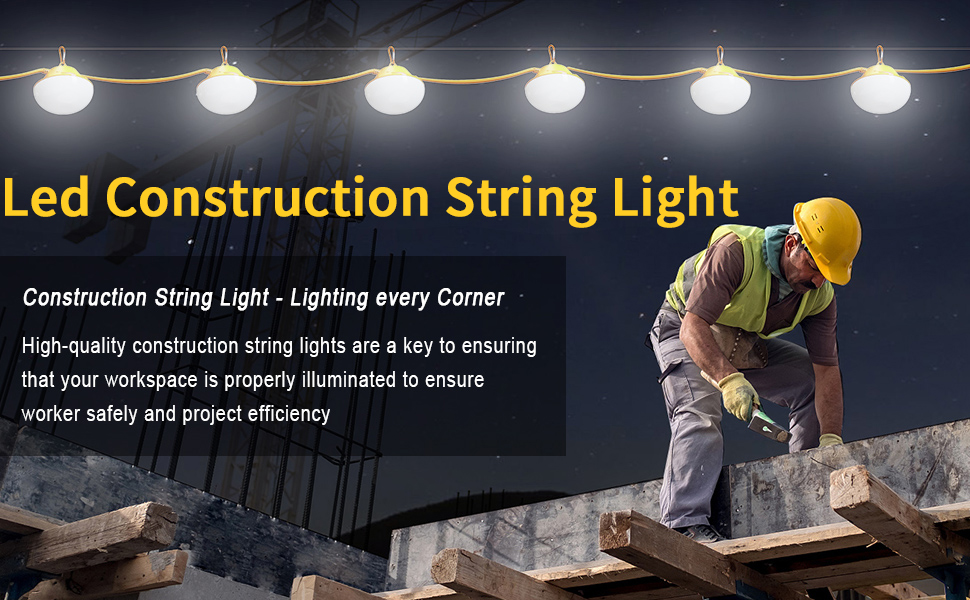 50FT Construction String Light 80W 5000K Bright 8000LM led String Work