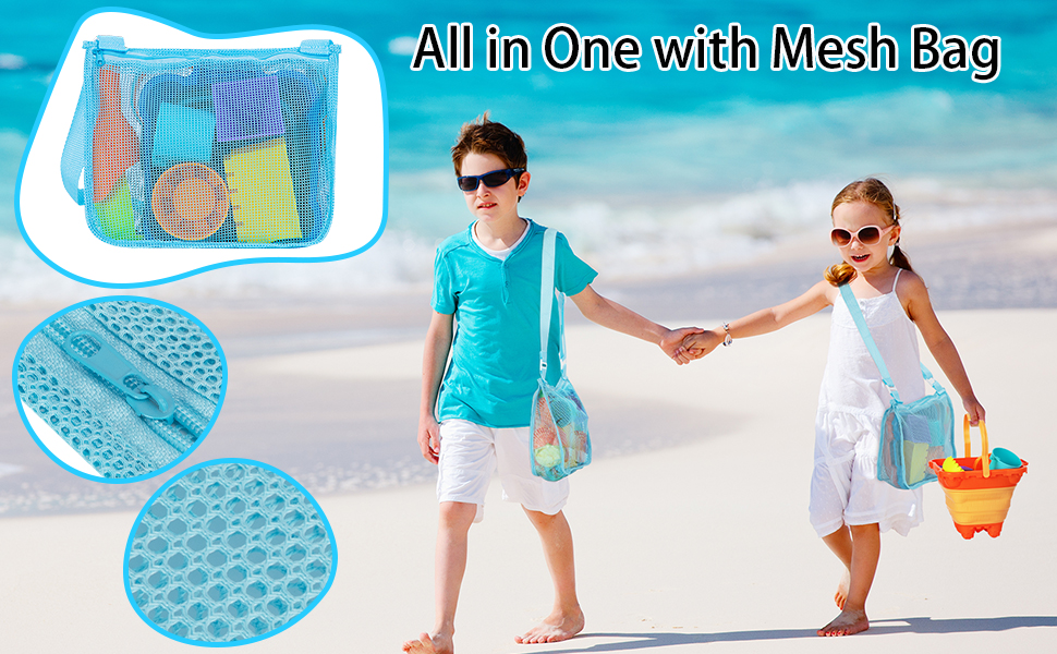 beach toys toddlers 1-3, sand toys kids ages 4-8, collapsible sand buckets sand castle building kit