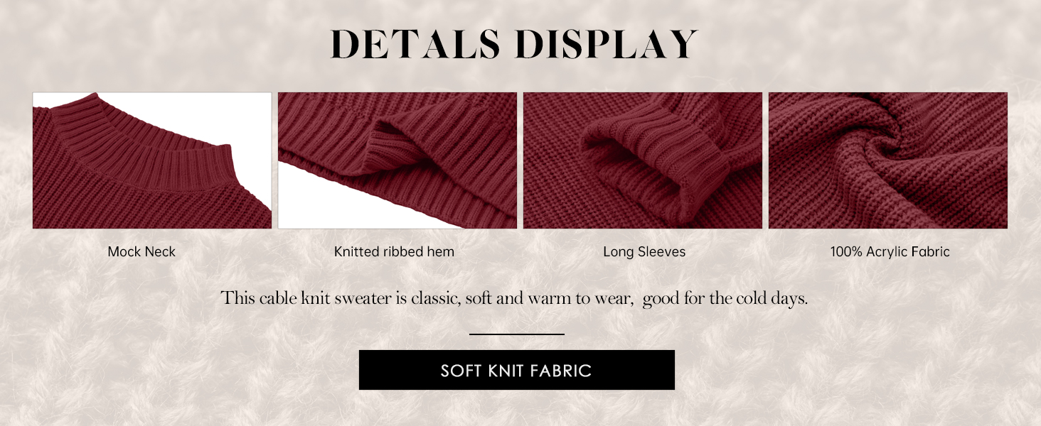 PrinStory Women'S Jumpers Cropped Mock Neck Sweater Casual Lantern Sleeve Ribbed Long Sleeve