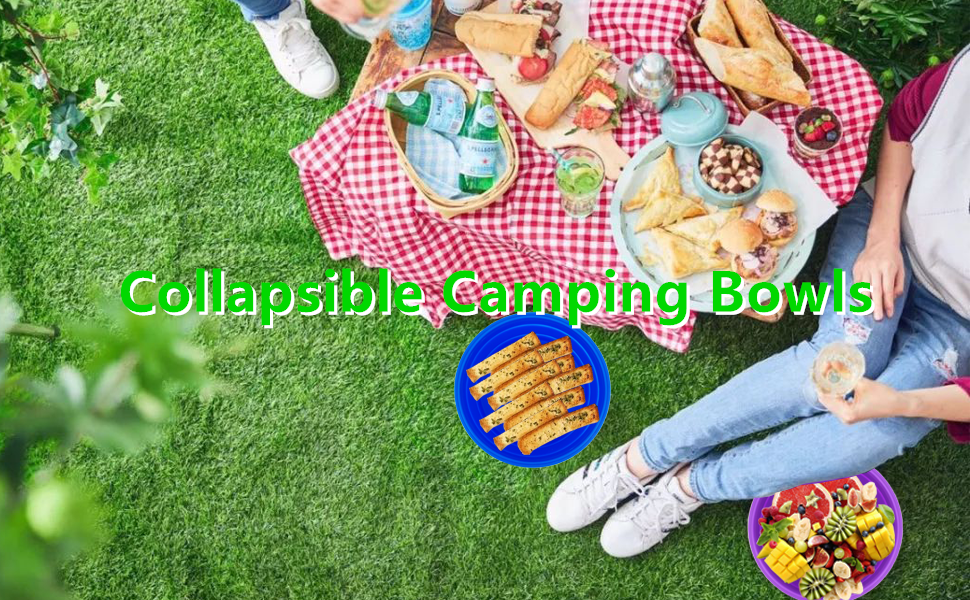 Lunbengo 1200ml Large Camping Bowl with Foldable Spoon