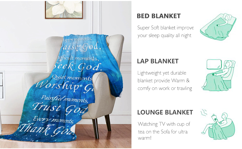 Religious Blanket Prayers Christian Gifts Soft Throw