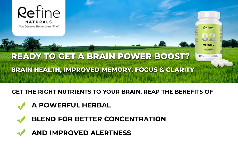 Refine Naturals Brain Supplement for Memory and Focus with Bacopa