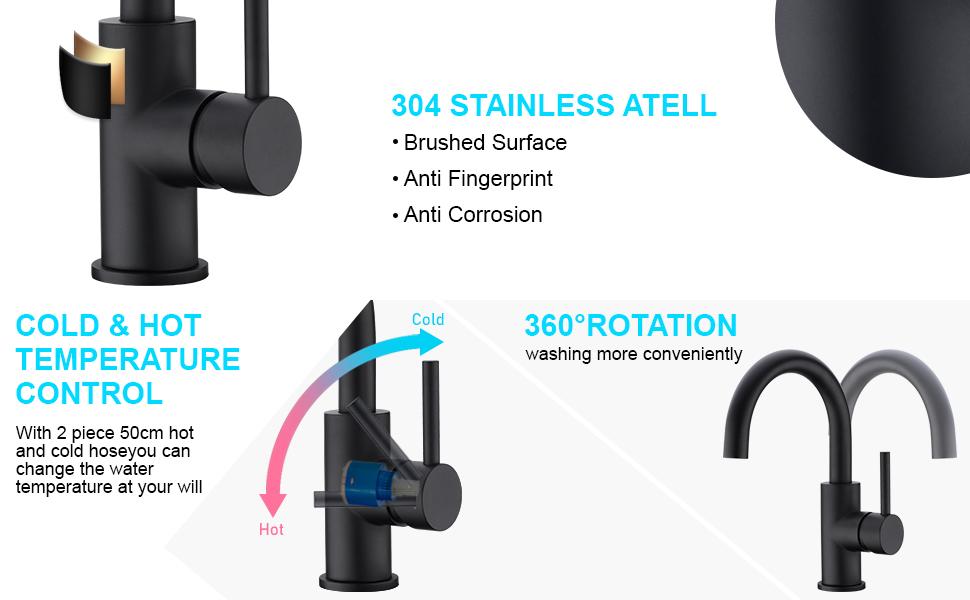 CREA Bar Sink Faucet Single Hole Matte Black Bathroom Kitchen Faucet Small Prep Wet Mini Faucet