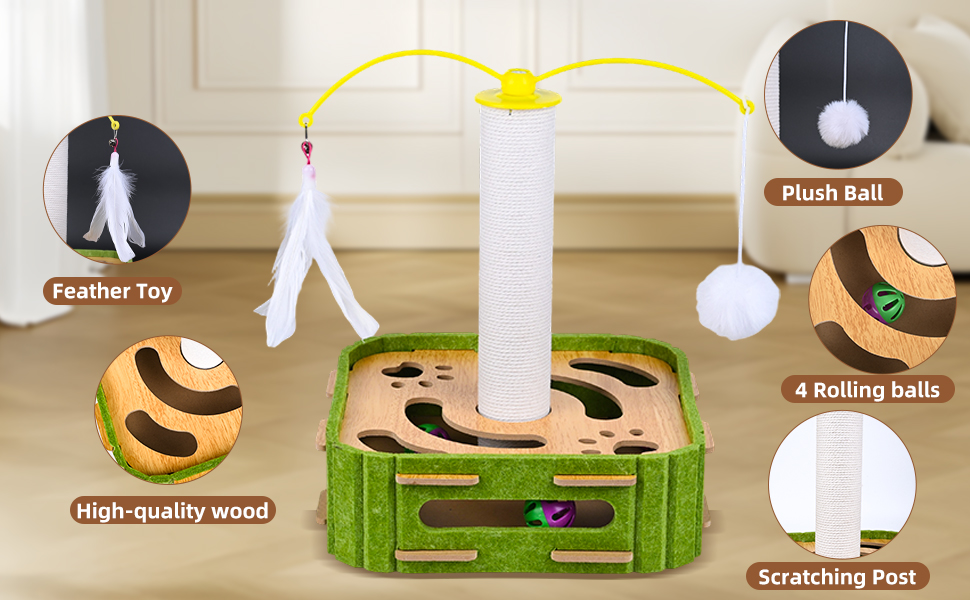Interactive Kitten Play with Yarn Ball & Rolling Track