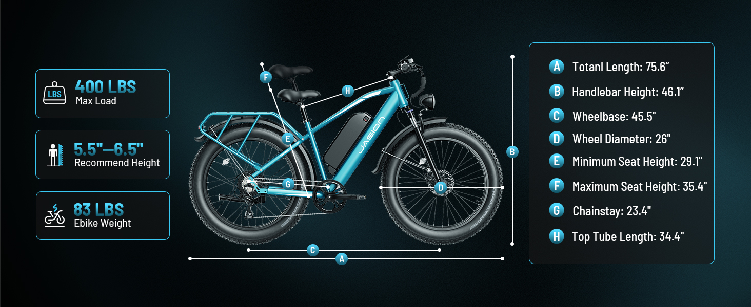 Jasion EB5 MAX Electric Bike for Adults, 48V 15Ah Removeable Battery - Jasion Electric Mountain Bike For Adults