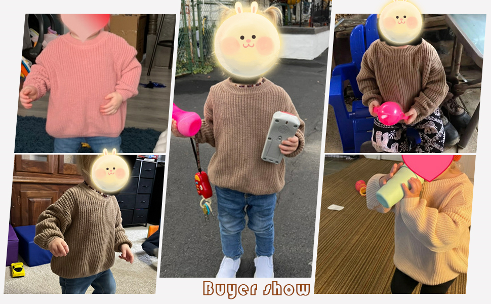 Toddler Baby Girls Oversized Long Sleeve Knit Sweaters Warm Pullover Top Fall Winter