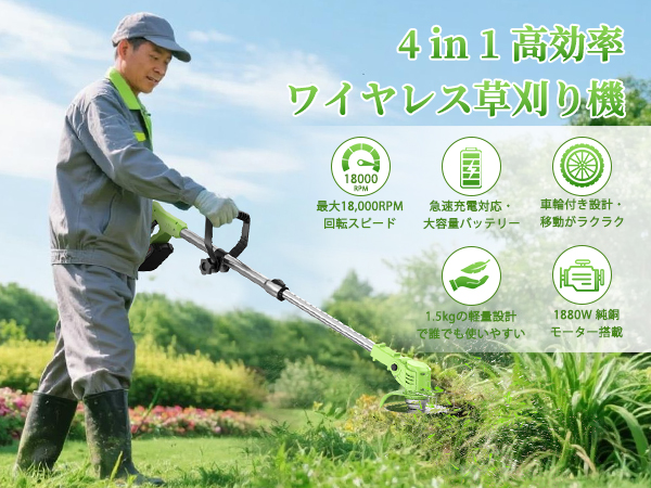 Amazon.co.jp: 草刈り機 充電式 650W純銅モーター搭載 最大出力