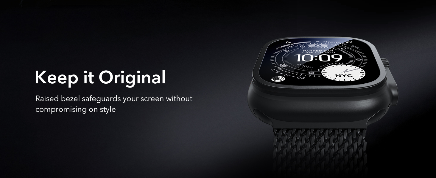 ESR Armorite Screen Protector for Apple Watch Ultra 3 2025 /Ultra 2 /Ultra (49 mm), Military Grade Protection, Tempered Glass Film with Aluminum Alloy Frame, Anti-Scratch, 2 Pack, Black 6 1