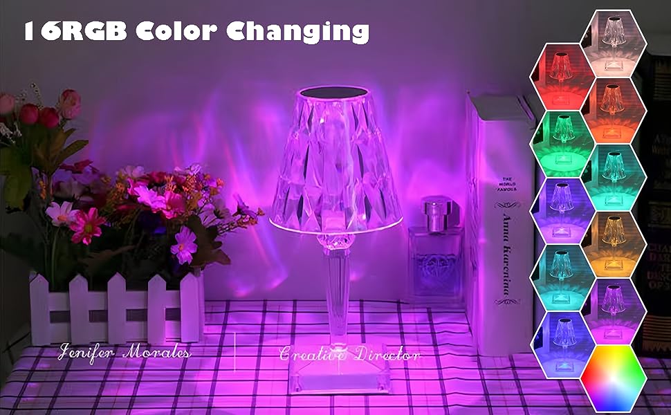 Portable Crystal Diamond Table Lamp Color Changing Acrylic Crystal Room Decor Night Light Bedroom 