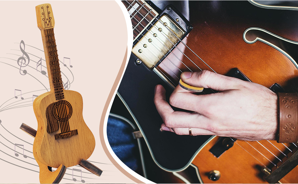 3 PCS Cool Guitar Picks, Wooden Acoustic Guitar Pick Box