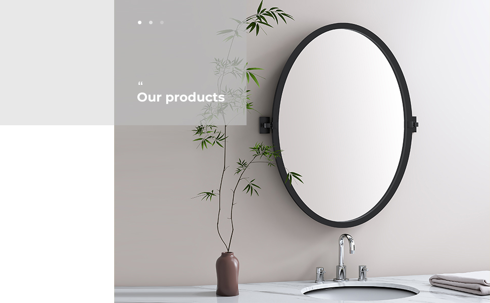 NXHOME 27.6X 19.7 inch Black Bathroom Pivot Mirror for Wall