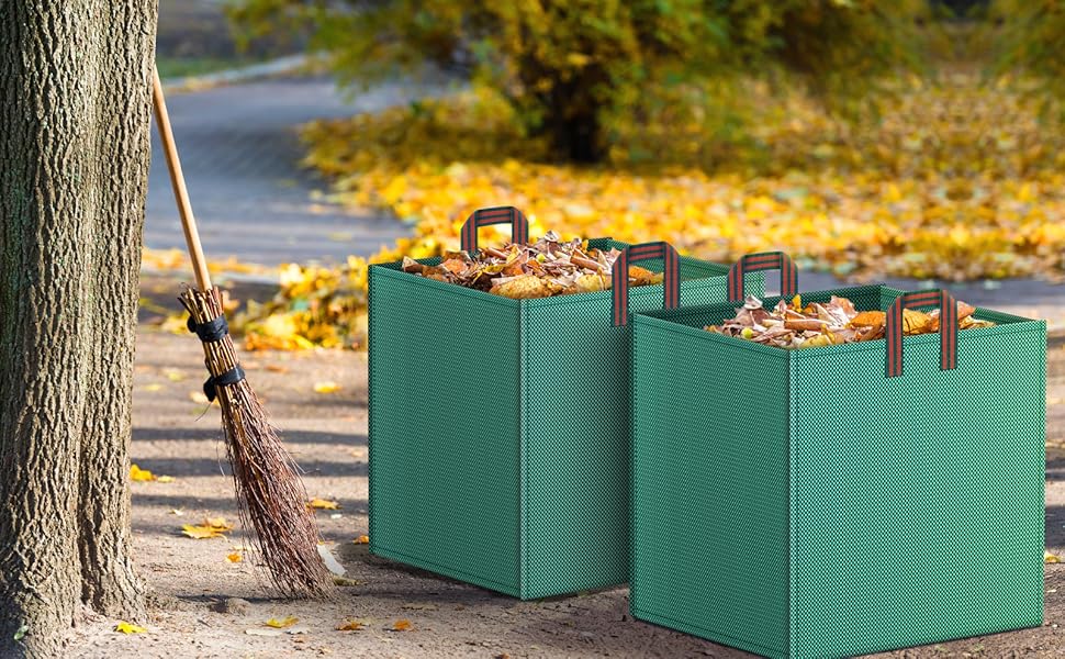 IWNTWY 2Pack 72 Gallons Reusable Yard Bags, Foldable Lawn Bags Garden Leaf Bag with